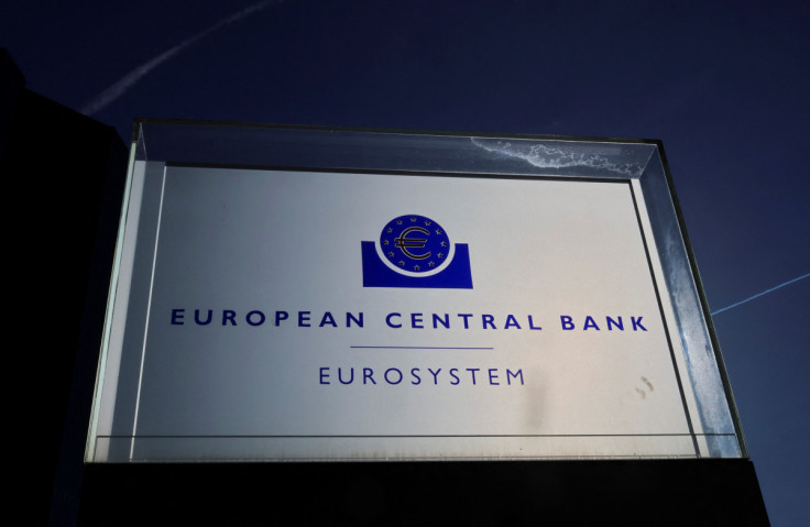 Una vista della segnaletica all&#39;esterno dell&#39;edificio della Banca centrale europea (BCE) a Francoforte