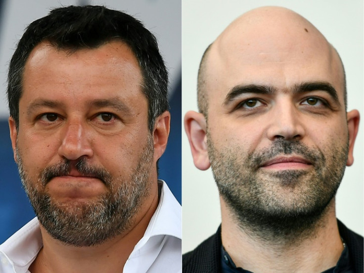 Deputy Prime Minister Matteo Salvini (l) is suing journalist Roberto Saviano