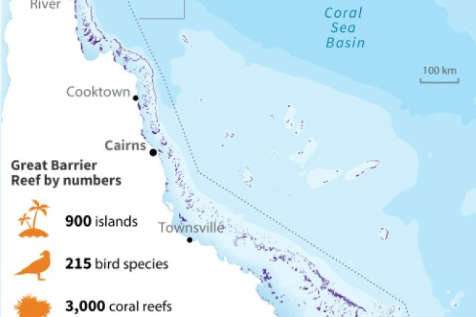 Mappa dell&#39;Australia orientale che mostra la Grande Barriera Corallina.